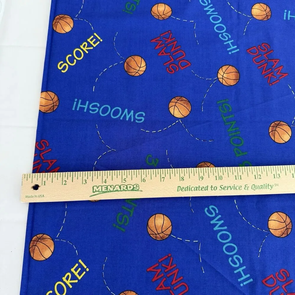 Basketball Fabric Slam Dunk Swoosh 3 Points Sports Quilting Sewing Cranston BTY